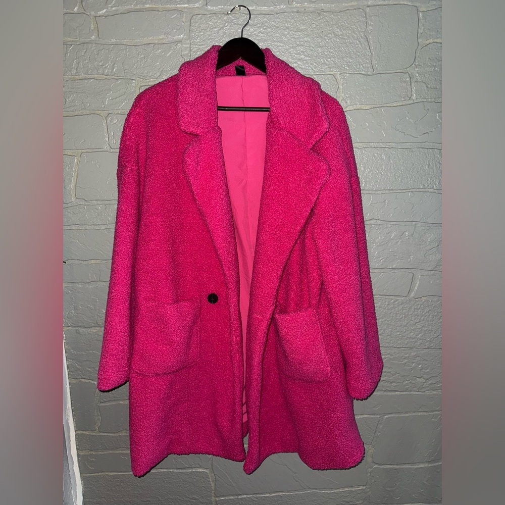 SHEIN Pink Teddy Jacket